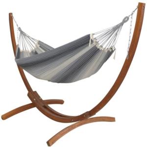Hamax XL en coton gris et support en bois de méleze XL