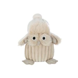 Hibou en tissu beige 20x16x26 cm