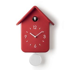 Horloge à coucou rouge avec pendule amovible