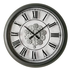 Horloge à mécanismes métal blanche et argent 70cm