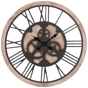 Horloge à rouages coloris naturel et noir D79