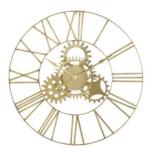 Horloge à rouages en métal doré D100