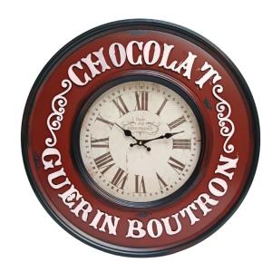 Horloge Chocolat Guerin Boutron en métal noir, blanc et rou…