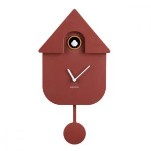 Horloge coucou moderne h40cm en plastique rouge