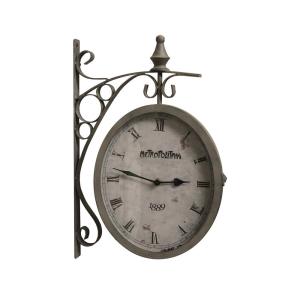 Horloge de gare en métal marron et verre 32.5 x 48 cm