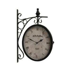 Horloge de gare murale en métal taupe 48 x 32.5 cm