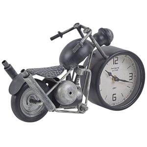 Horloge de table moto noire et argentée 19 cm