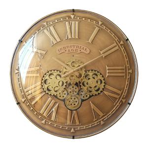 Horloge mécanisme convexe verre doré 60cm