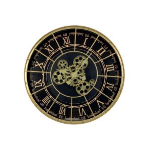 Horloge métal noir doré rivets 48cm