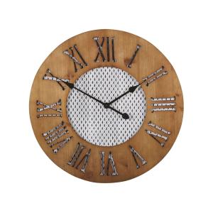 Horloge murale 60 cm bois de sapin marron