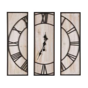 Horloge murale 75 cm bois de sapin marron noir