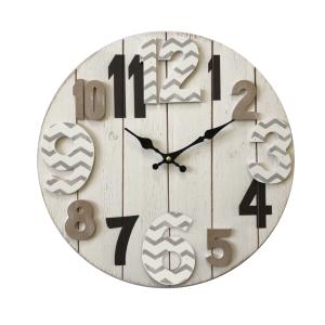 Horloge murale à bandes effet bois blanc et marron ø 40 cm