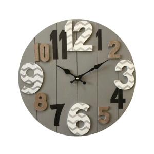 Horloge murale à bandes en MDF gris et brun ø 40 cm
