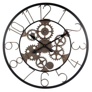 Horloge murale à rouages en métal noir et effet rouille D80…