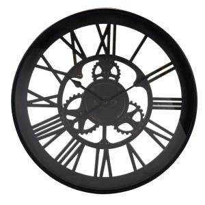 Horloge murale à rouages noire et marron D46