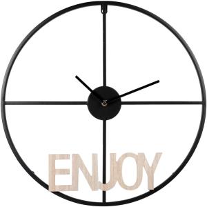 Horloge murale ajourée enjoy" en métal et bois"