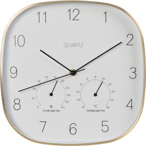 Horloge murale aluminium doré thermomètre   hygromètre 28.5…