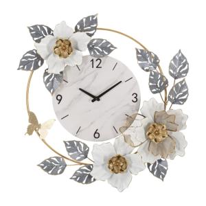 Horloge murale avec fleurs en métal multicolore 64x8x64 cm