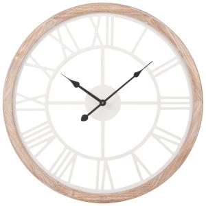 Horloge murale blanche et coloris naturel, H50 cm