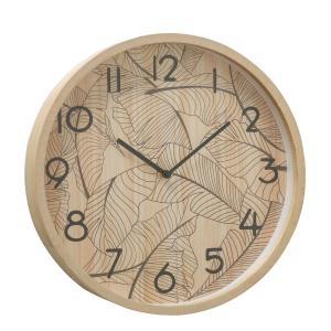 Horloge murale bois feuilles diamètre 40cm
