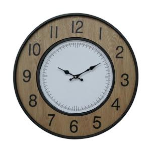 Horloge murale brun, noire et blanche Ø 50 cm