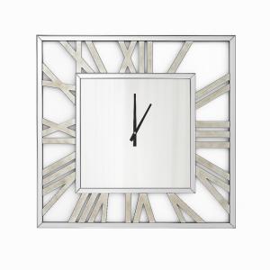 Horloge murale carrée glamour en verre miroir biseauté