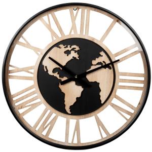 Horloge murale carte du monde bicolore D60