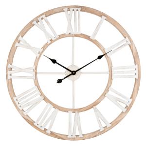 Horloge murale coloris naturel et blanc, D70 cm