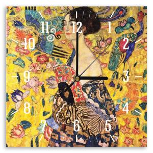Horloge murale dame avec un éventail Gustav Klimt 30x30cm