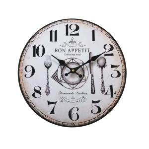 Horloge murale de cuisine blanc et marron ø 33,8 cm