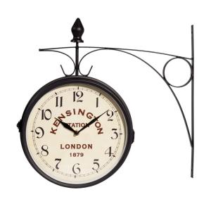Horloge murale de gare en acier noir 42x24
