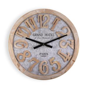 Horloge murale de style vintage en bois et métal gris et br…