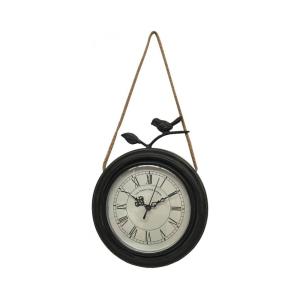 Horloge murale décorative vintage oiseau métal noir blanc Ø…