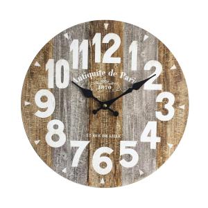 Horloge murale effet bois brun et blanc ø 33,8 cm