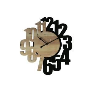 Horloge murale effet bois sculpté noir et marron 56,5x50 cm