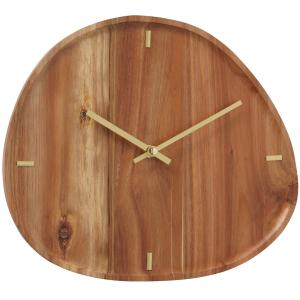 Horloge murale en acacia et métal doré 30x35x4cm