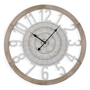 Horloge murale en aggloméré imitation bois blanc et marron