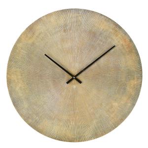 Horloge murale en aluminium strié coloris laiton, D74 cm