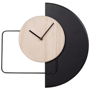 Horloge murale en bois de paulownia beige et métal noir 36x…