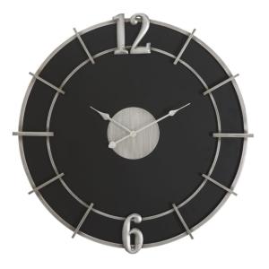 Horloge murale en métal et bois noir Ø 60x4,5 cm