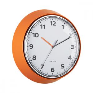 Horloge murale en métal orange D34cm