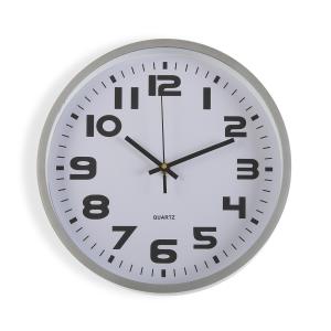 Horloge murale en plastique argenté