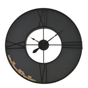 Horloge murale en verre et métal noir avec bouchon de liège…