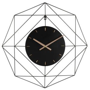 Horloge murale filaire en acier noir 60x60