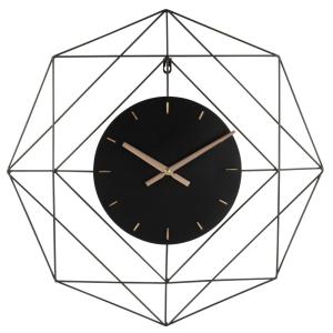 Horloge murale filaire en métal noir 60x60