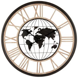 Horloge murale globe terrestre bicolore, D70 cm
