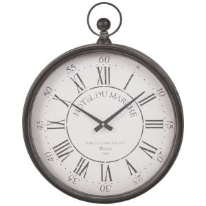 Horloge murale gousset en acier gris foncé 41x51