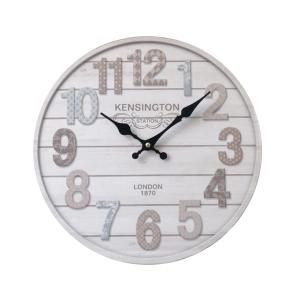 Horloge murale horizontales bandes blanc et gris ø 33.8 cm