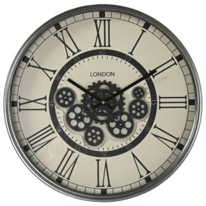 Horloge murale métal gris rouages 55x55x8cm