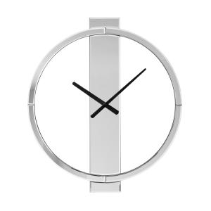 Horloge murale moderne en verre miroir avec aiguilles métal